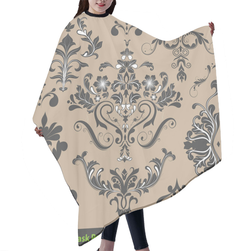 Personality  Vector Set Of Swirl Damask Elements Hair Cutting Cape