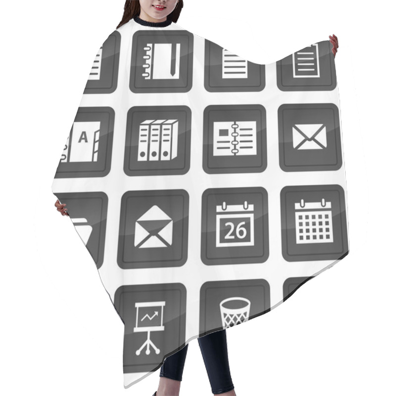 Personality  Office And Document Icons With Black Buttons With Shadow Hair Cutting Cape