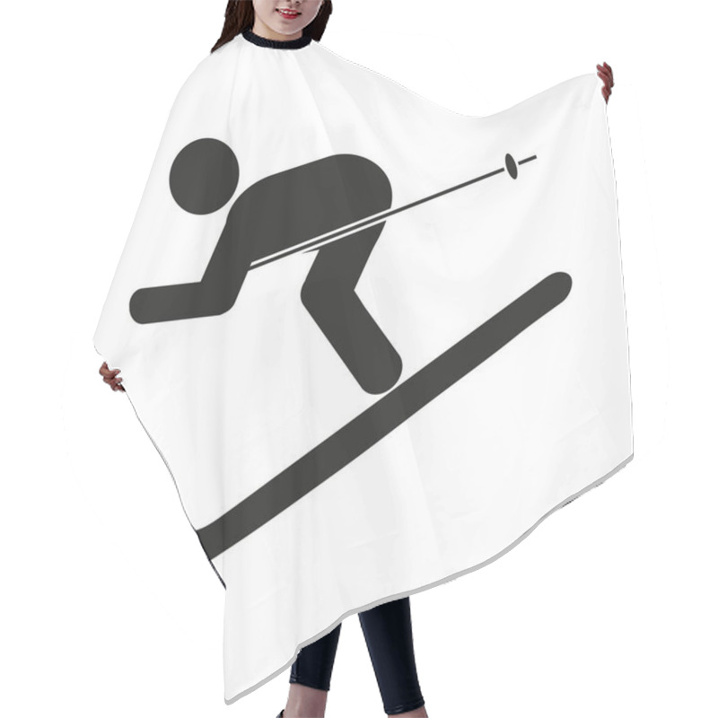 Personality  Skier, Black Icon On White Background. Vector Illustration Hair Cutting Cape