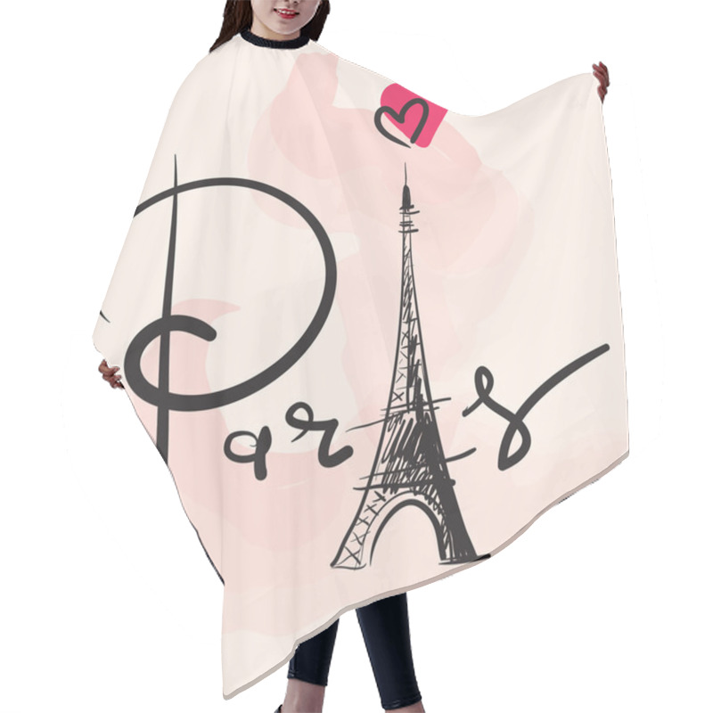 Personality  Hand Drawn Eiffel Tower Hair Cutting Cape