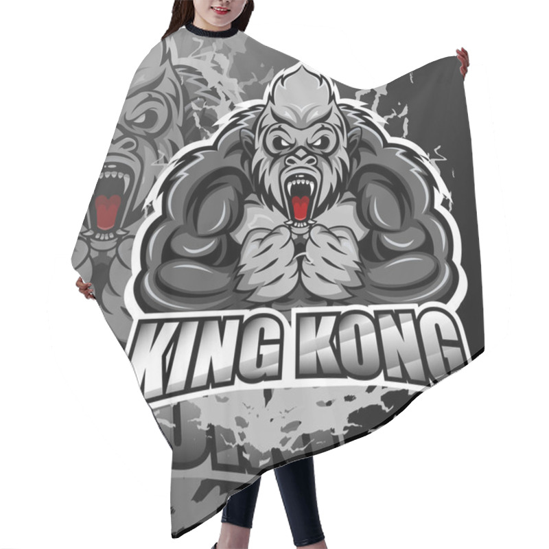 Personality  King Kong Esport Logo Mascot Design Hair Cutting Cape