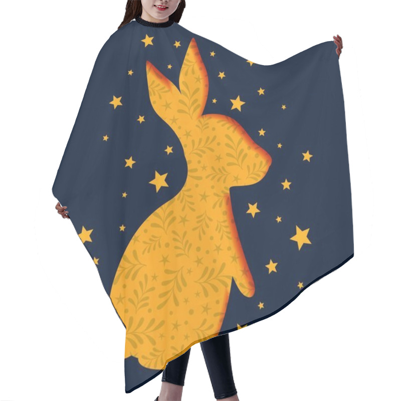 Personality  Illustration Of A Cute Cat With A Star On A Dark Background Hair Cutting Cape