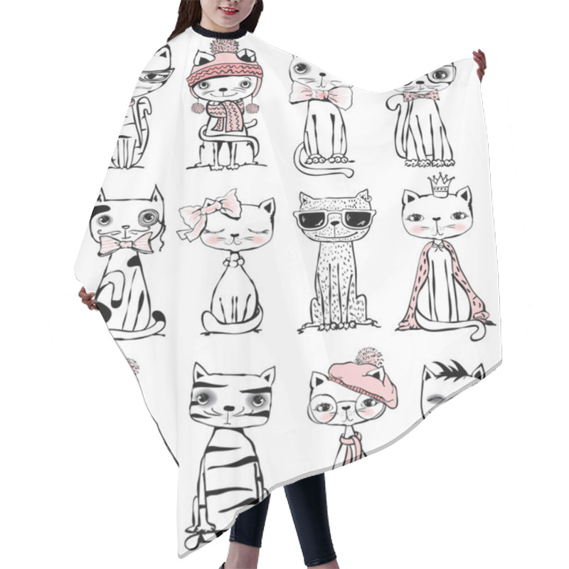 Personality  Poster With Stylish Cats Hair Cutting Cape