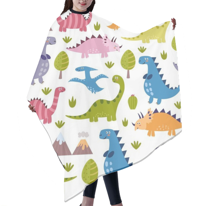 Personality  Cute Dinosaurs Seamless Pattern Hair Cutting Cape