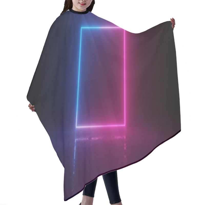 Personality  Abstract Blue And Red Glowing Neon Light Square  Hair Cutting Cape