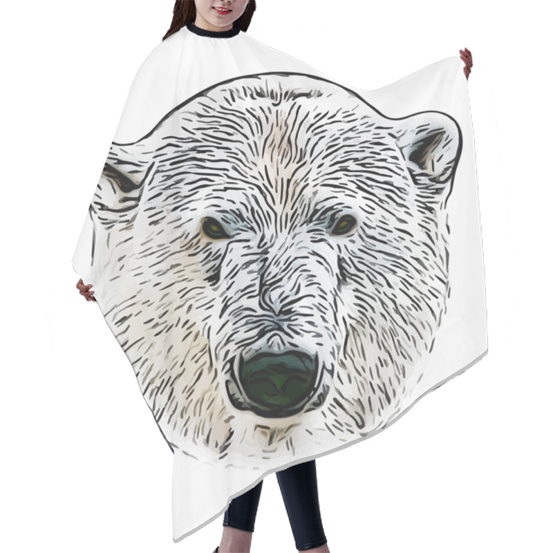 Personality  Grunge Style Head Portrait Of A Polar Bear Female. The Most Dangerous Animal Of The Arctic Region. Wild Beauty Of Severe Raptor. Hair Cutting Cape