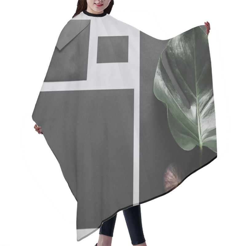 Personality  Business Mock Up With Black Envelope And Card On White Marble Background Hair Cutting Cape