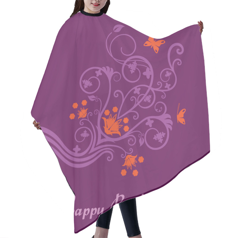 Personality  Purple And Pink Floral Birthday Card Hair Cutting Cape