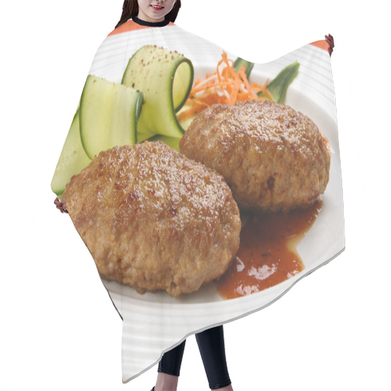 Personality  Fried Steaks With Vegetables Hair Cutting Cape