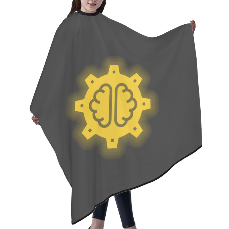 Personality  AI Yellow Glowing Neon Icon Hair Cutting Cape