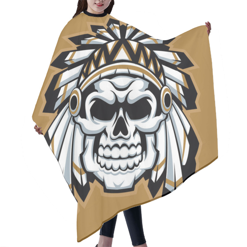 Personality  Skull Indian Chief With Feather Hat Hair Cutting Cape