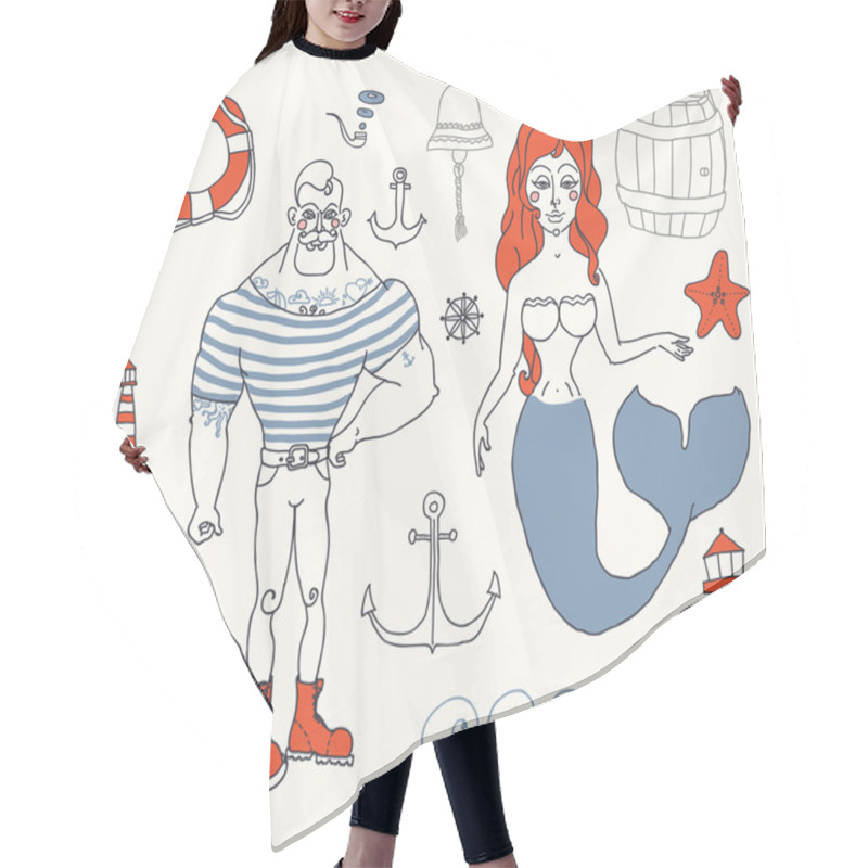 Personality  Sailor, Lighthouse, Mermaid, Ship Hair Cutting Cape