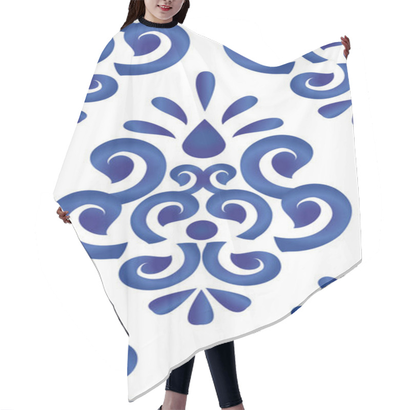 Personality  Blue And White Pattern Hair Cutting Cape