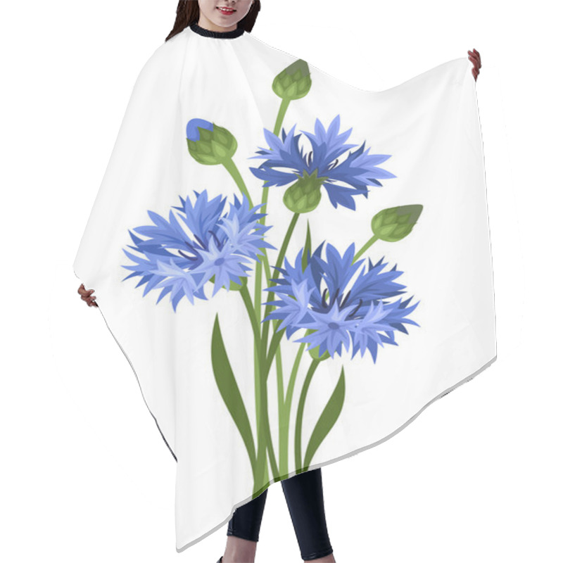 Personality  Bouquet Of Blue Cornflowers. Vector Illustration. Hair Cutting Cape