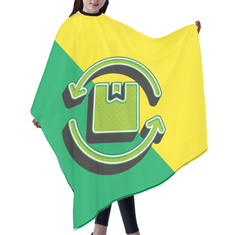 Personality  Box Green And Yellow Modern 3d Vector Icon Logo Hair Cutting Cape