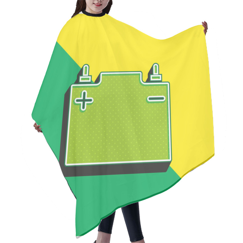 Personality  Battery Green And Yellow Modern 3d Vector Icon Logo Hair Cutting Cape