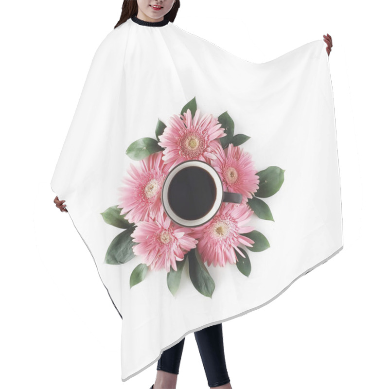 Personality  Black Coffee Mug And Flowers Hair Cutting Cape