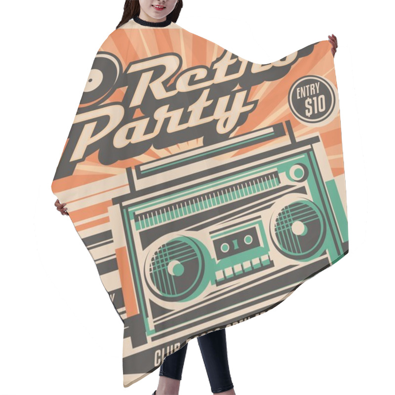 Personality  Retro Party Vector Poster Design Concept. Hair Cutting Cape