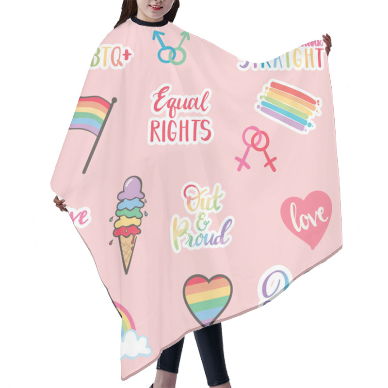 Personality   Hand Drawn Gay Pride Stickers Collection - Vector Eps10 Hair Cutting Cape