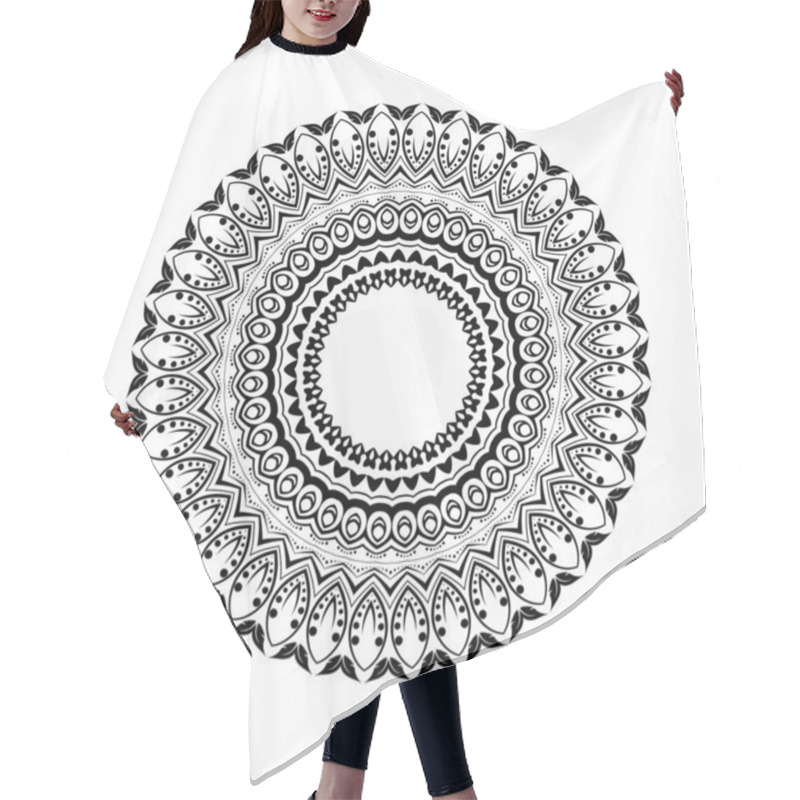 Personality  Round Black Mandala On White Isolated Background. Decorative Ornament In Ethnic Oriental Style. Perfect For Any Design, Birthday, Holiday, Kaleidoscope, Yoga, Meditation, Mehndi, Tattoo, Decoration. Hair Cutting Cape