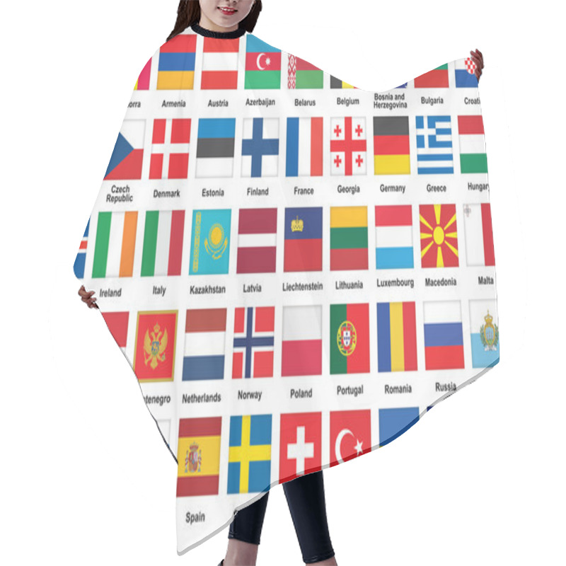 Personality  Icons With Flags Of Europe Hair Cutting Cape