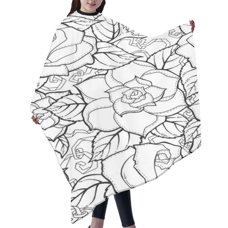 Personality  Seamless Pattern With Stylized Flowers. Ornate Zentangle Seamless Texture, Pattern With Abstract Flowers. Floral Pattern Can Be Used For Wallpaper, Pattern Fills, Web Page Background. Hair Cutting Cape