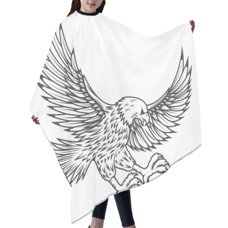 Personality  Illustration Of Flying Eagle Isolated On White Background.  Hair Cutting Cape