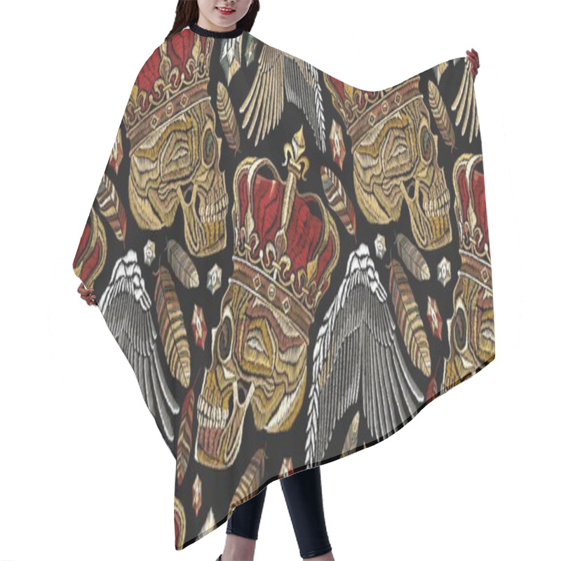 Personality  Embroidery Medieaval Seamless Pattern. Fashion Template Hair Cutting Cape