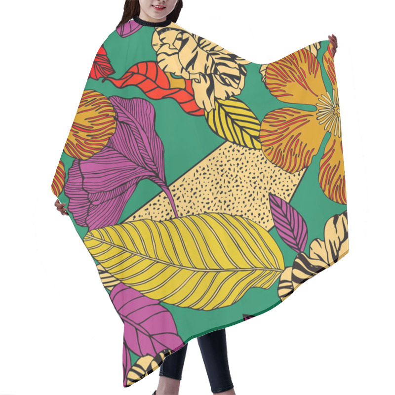 Personality  Bright Tropical Background With Exotic Plants.  Hair Cutting Cape