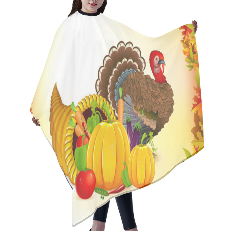 Personality  Thanksgiving Cornucopia With Turkey Hair Cutting Cape