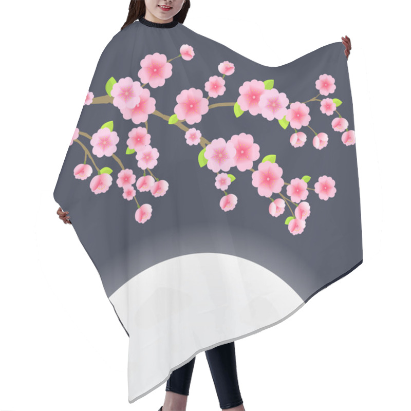 Personality  Sakura Cherry Tree On Sky With Huge Moon Hair Cutting Cape