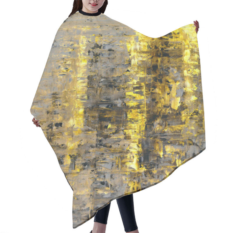 Personality  Yellow And Beige Abstract Art Painting Hair Cutting Cape