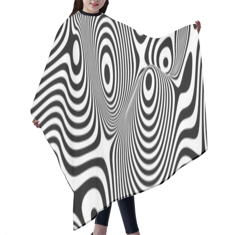 Personality  Optical Illusion Vector. Stripe Perspective, Curve Stripes. EPS 10 Hair Cutting Cape