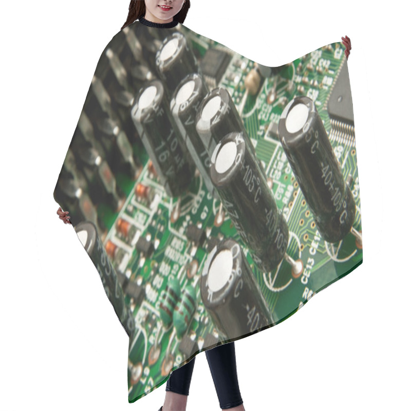 Personality  Close Up Capturing A Portion Of Printed Circuit Board. Hair Cutting Cape