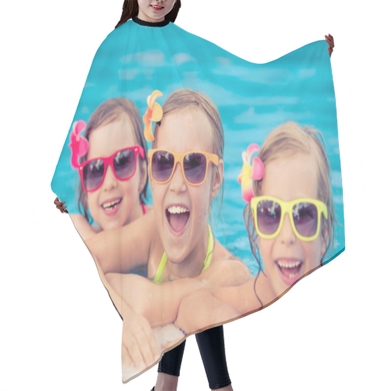 Personality  Happy Children In The Swimming Pool Hair Cutting Cape