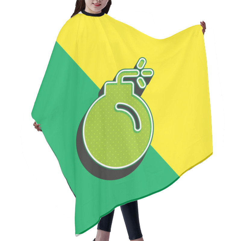 Personality  Bomb Green And Yellow Modern 3d Vector Icon Logo Hair Cutting Cape