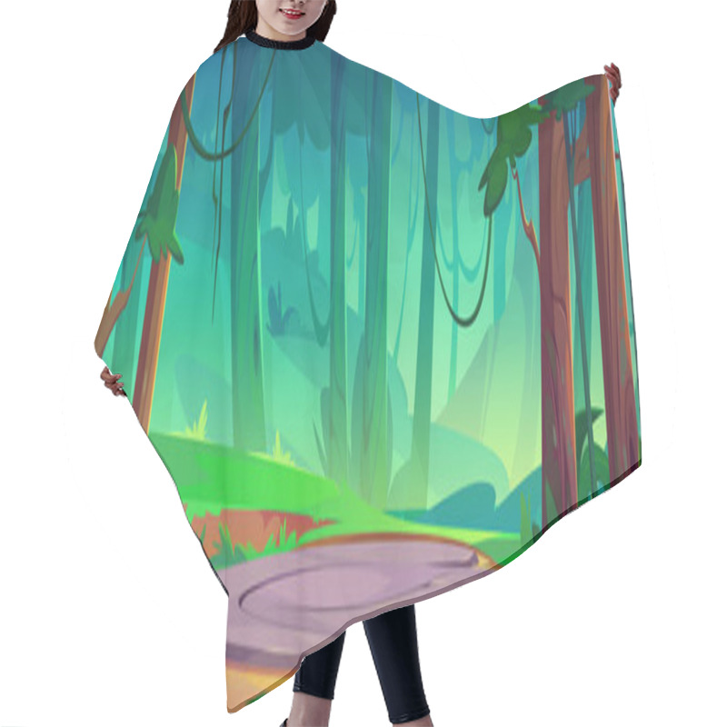 Personality  Summer Forest Landscape With Ground Or Stone Place For Camping. Magic Game Portal Platform For Level Relocation. Cartoon Vector Countryside Scenery With Green Trees And Grass, Round Teleport Area. Hair Cutting Cape