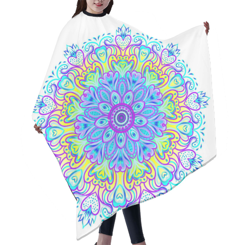 Personality  Vector Ornamental Mandala Inspired Ethnic Art, Patterned Indian  Hair Cutting Cape