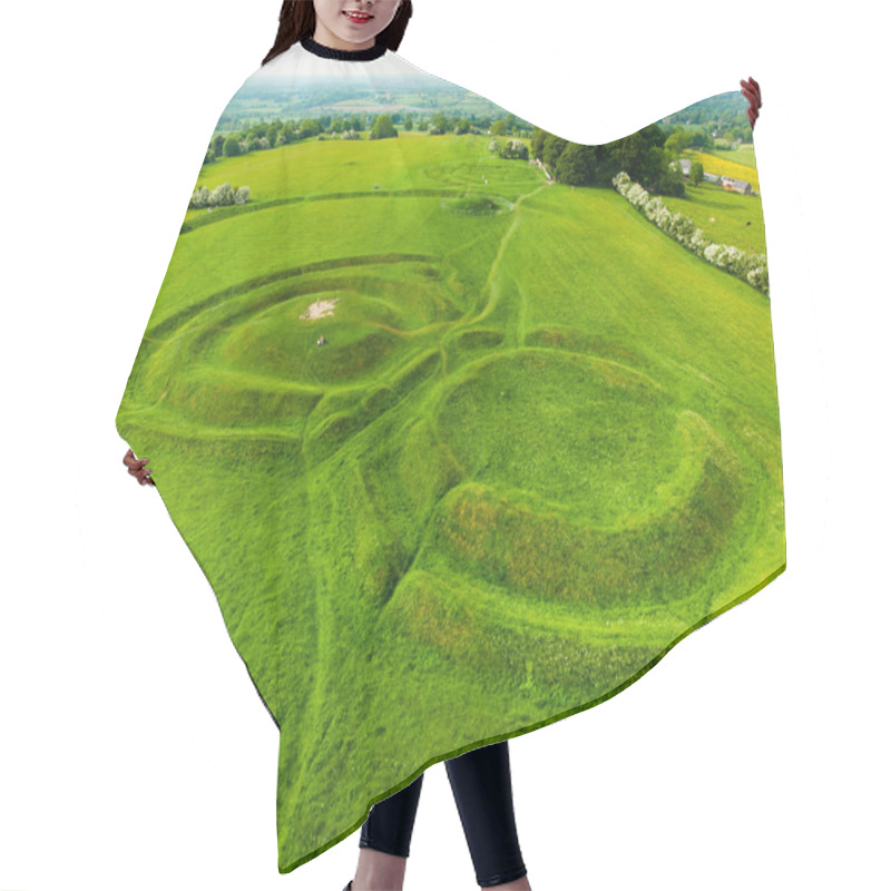 Personality  Aerial View Of The Hill Of Tara, An Archaeological Complex, Containing A Number Of Ancient Monuments Used As The Seat Of The High King Of Ireland, County Meath, Ireland Hair Cutting Cape