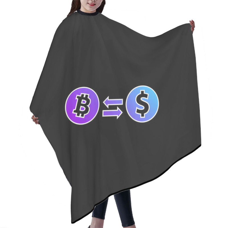 Personality  Bitcoin To Dollar Exchange Rate Symbol Blue Gradient Vector Icon Hair Cutting Cape