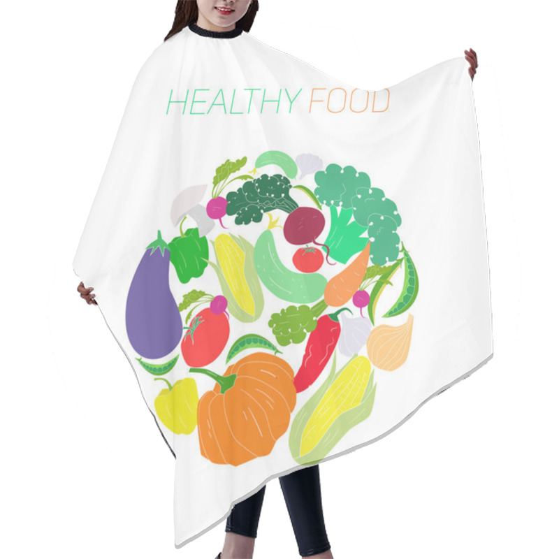 Personality  Fresh Vegetables With Placeholder For Text Hair Cutting Cape