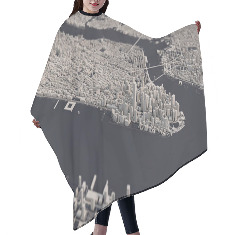 Personality  New York City Map 3D Rendering. Aerial Satellite View. Hair Cutting Cape