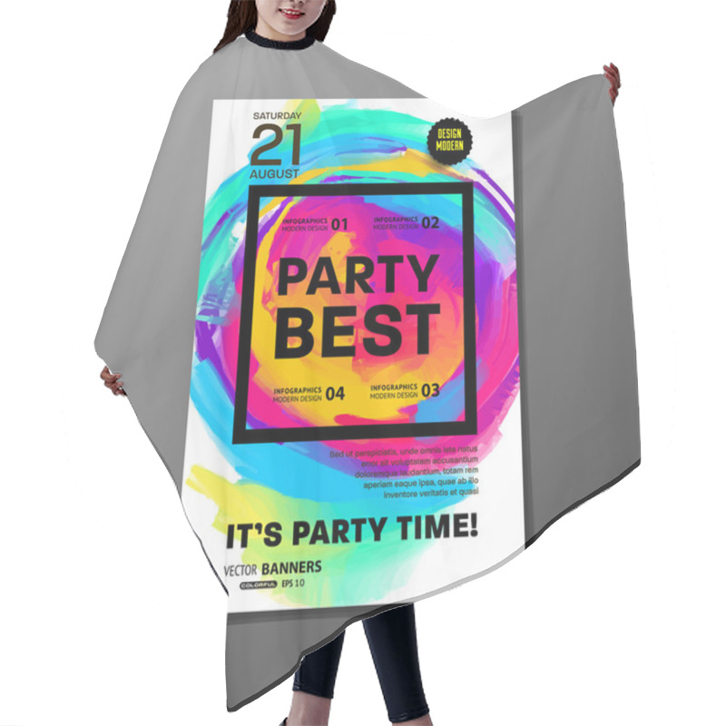 Personality  Poster Template With Paint Splashes Hair Cutting Cape