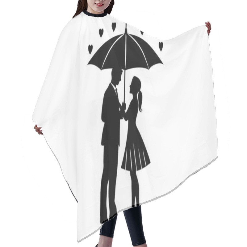 Personality  A Couple Is Standing Together In A Loved Silhouette Design Hair Cutting Cape