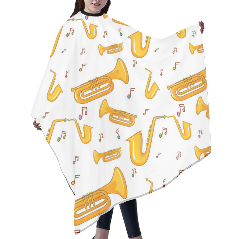 Personality  Seamless Background With Saxophone And Music Notes Hair Cutting Cape