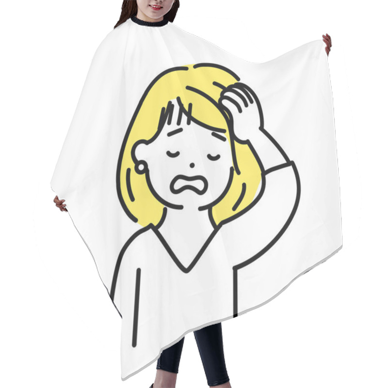 Personality  Illustration Series Of Cute People. Womens Hair Cutting Cape