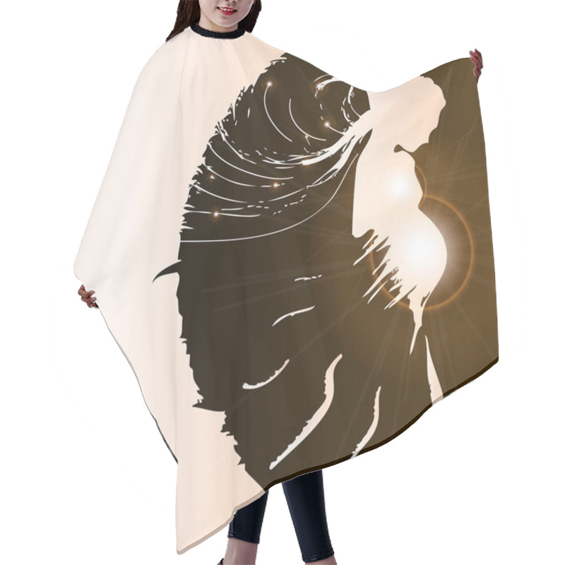 Personality  Silhouette Of Pregnant Woman - Vector Illustration Hair Cutting Cape