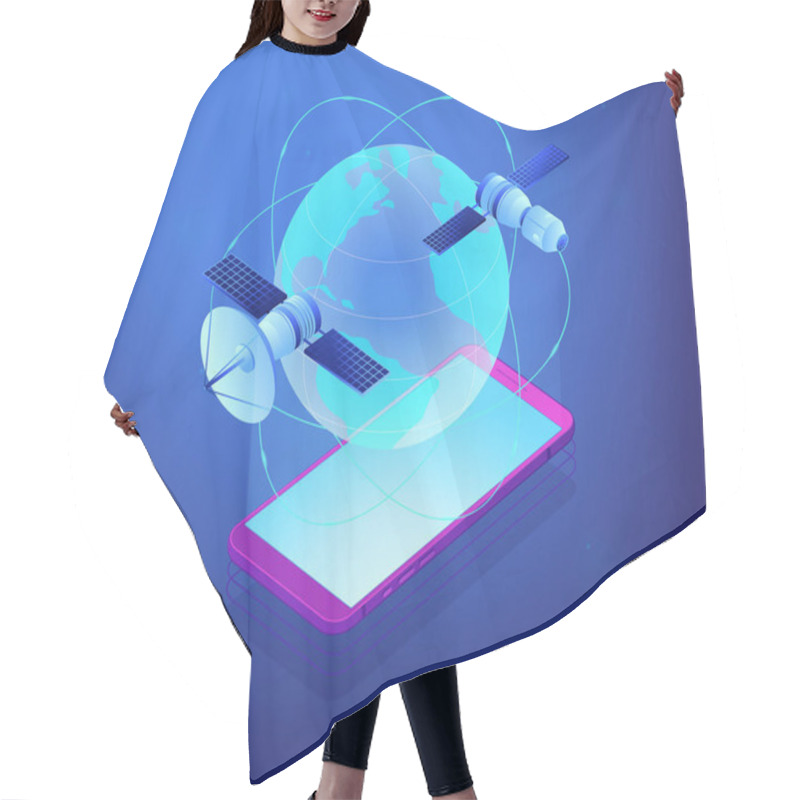 Personality  Global Web Connection Isometric 3D Concept Illustration. Hair Cutting Cape