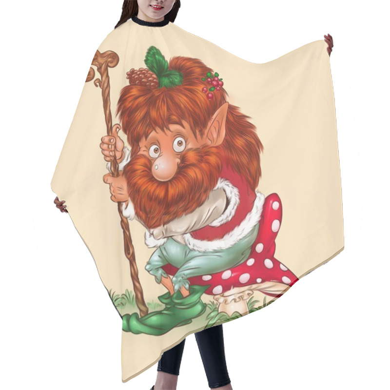 Personality  Elf Forest. Sitting Fly Agaric Cartoon Hair Cutting Cape