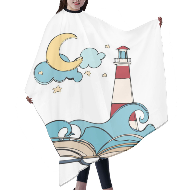 Personality  Open Book With Rocket And Air Balloon Hair Cutting Cape